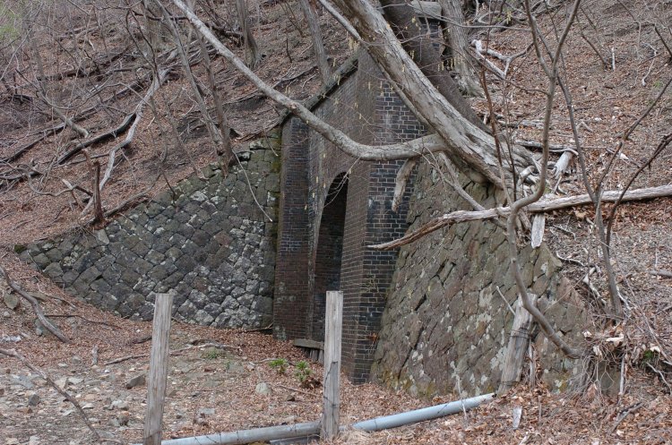 第16トンネルは軽井沢方が残存しているが、横川方は新線へ吸収されているため途中で行き止まりとなっている。2007年4月20日撮影。