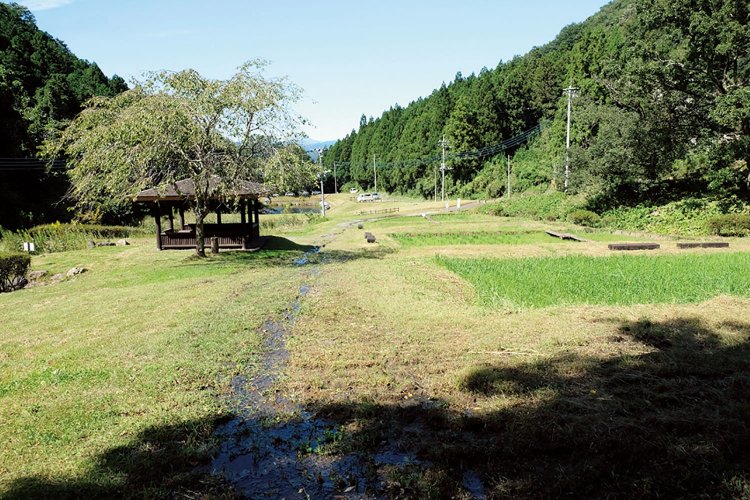 城への登上口のひとつ、柴山口がある栃本公園。