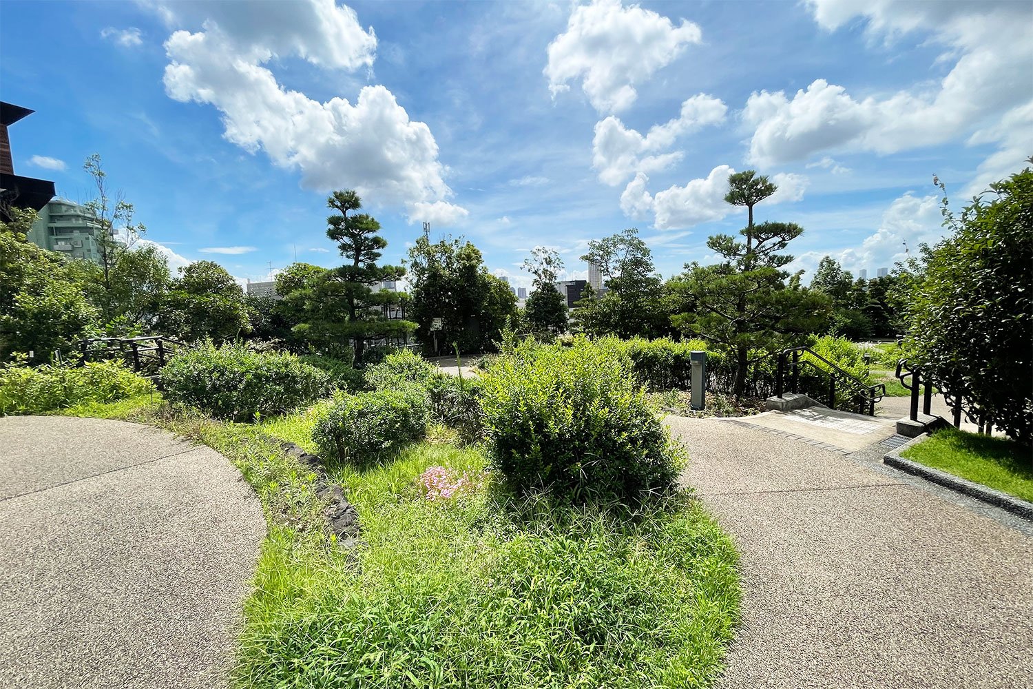 総面積約7000㎡の敷地に高木、中木およそ1000本、低木、地被類およそ3万株を植栽する「目黒天空庭園」。