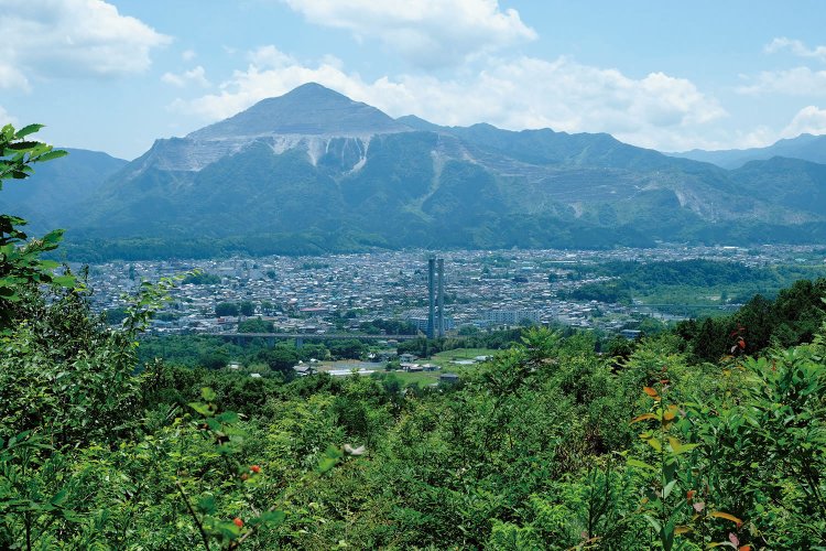 竹藪の巡礼古道を抜けると展望が開けて武甲山が見えた。ほっとする一瞬だ。