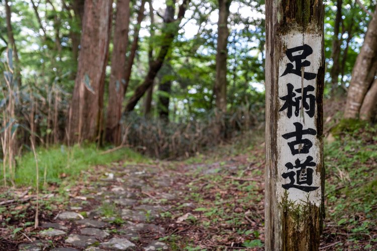 かつての街道の様子がうかがえる石畳も一部残る。