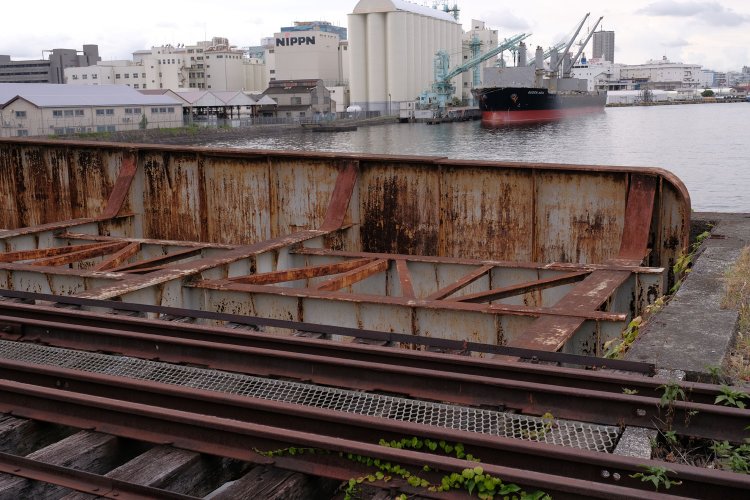 先ほどの端部は草で覆われていたが主桁の端部は丸く加工が施されている。