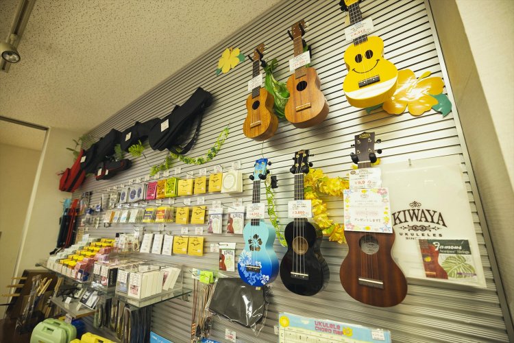 茅ケ崎駅周辺で複数店舗を構える『長谷川楽器店』。桑田佳祐もギターを買いにきたという。