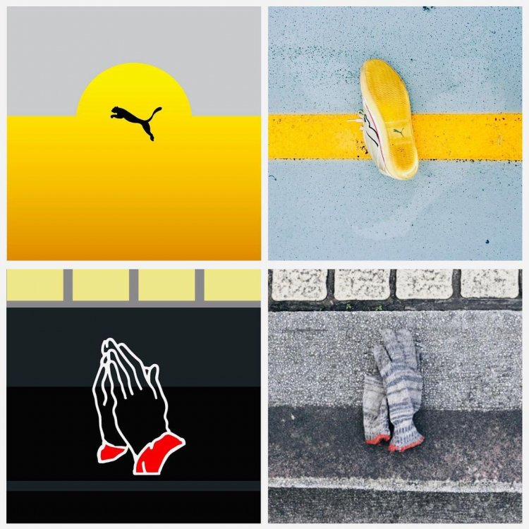道路のライン上にいるプーマのロゴや、拍手しているような手袋。ビジュアル的に惹かれた要素を抽出したイラスト。