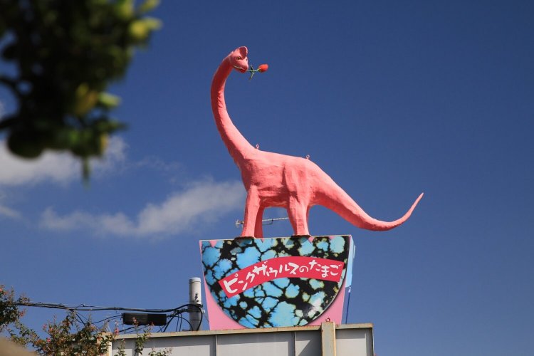 国道6号を睨みつけるピンクダイナソー。バラを加えたナルシストさんの正体が、後ほど明らかに。