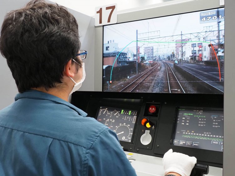 画面上に表示されている「運転曲線」と呼ばれるグラフを見ながら省エネで効率的な運転を学んでいく。