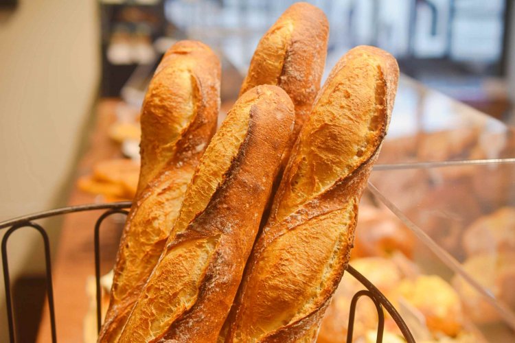 店名を冠したバゲット、ロータスバゲット350円はしっかり焼き込まれた皮の香ばしさがたまらない！