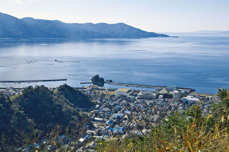 志下山の手前、きらら展望台から。静浦港が見える。