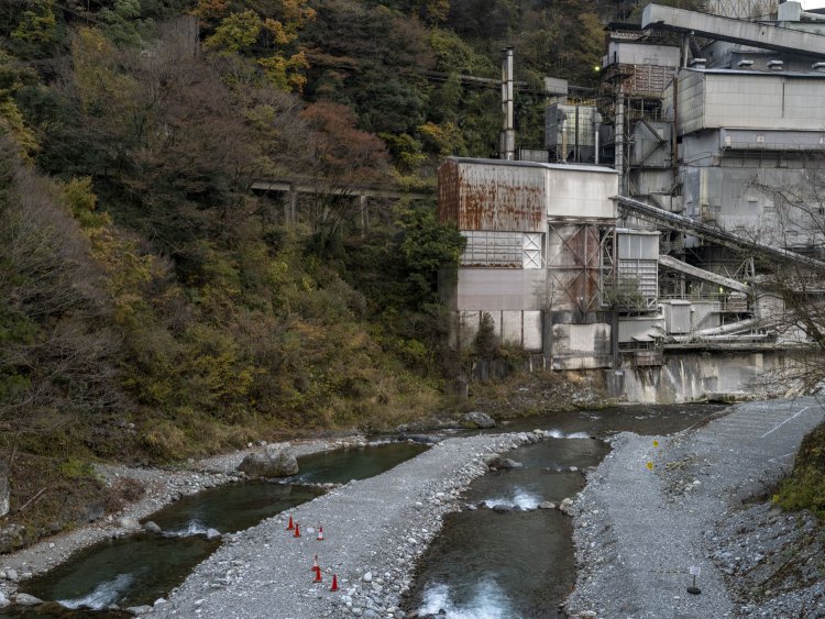 氷川工場の左側にある遺構。第一氷川橋梁である。夏場は木々で隠れてしまう。
