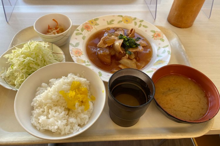 この日の歩いた距離は約10キロ。甘辛い豚と大根の煮物が疲れた体に染みた。