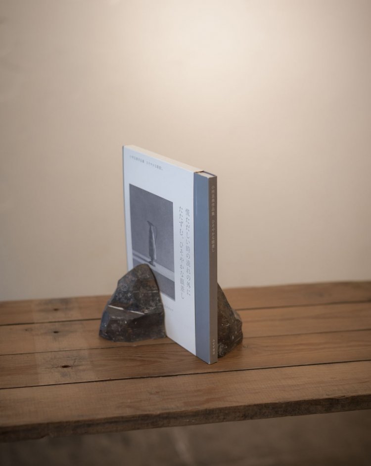 取材時の本は『小林且典作品集　ひそやかな眼差し』（みすず書房）。本もアートも小林さんの作品。