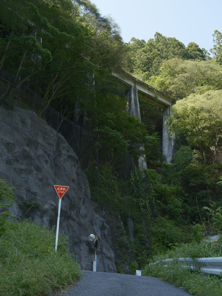 道路から仰ぎ見る白髭橋梁。かなりな高さからして小河内線建設時も大変であったことだろう。