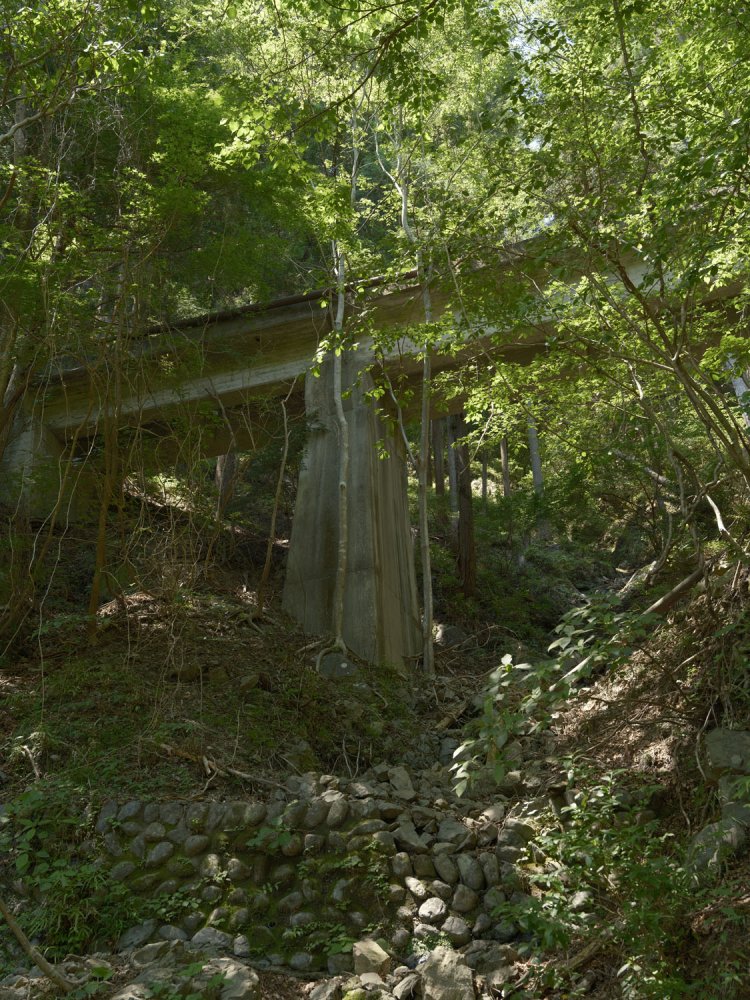 奥多摩むかし道からチラ見できる遺構。小留浦(ことずら)の橋梁群。最初に見つけたこれが第一橋梁なのかどうかは、いまいち分からなかった。