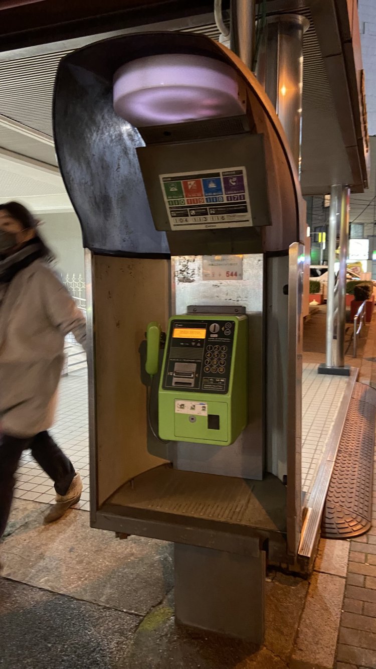 その入り口近くにあるノスタルジックな公衆電話。