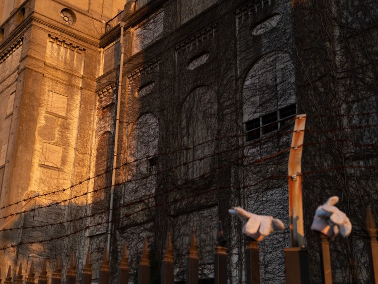 誰が忘れたのだろう。手袋が柵にかかっていた。余談だが、立入禁止の柵も洋館にあるようなタイプなので、映り込んでも雰囲気がある。