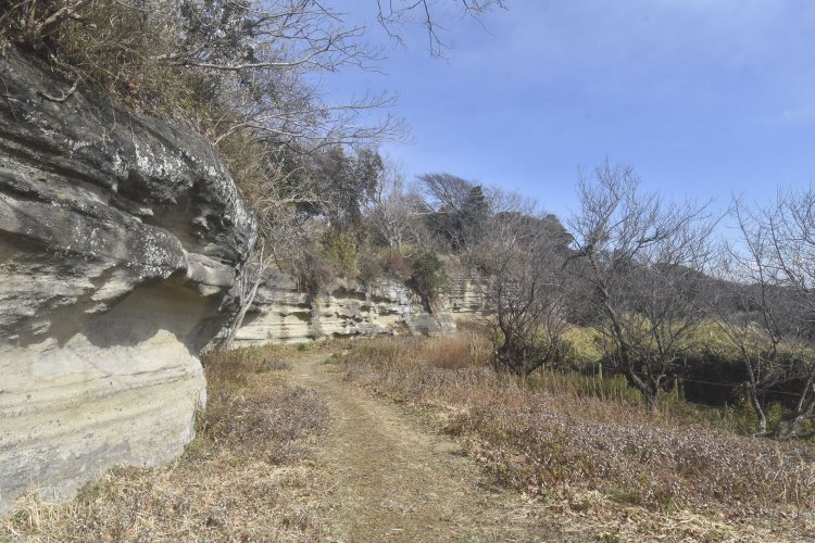 断崖が続くお猿畠の大切岸。