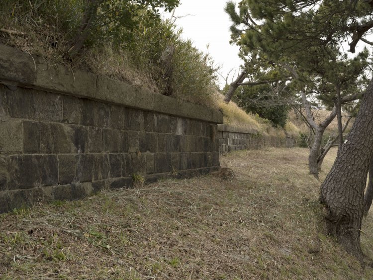 二枚とも横墻部分。土塁が平たくなっているのは砲座間を結んだ道だ。
