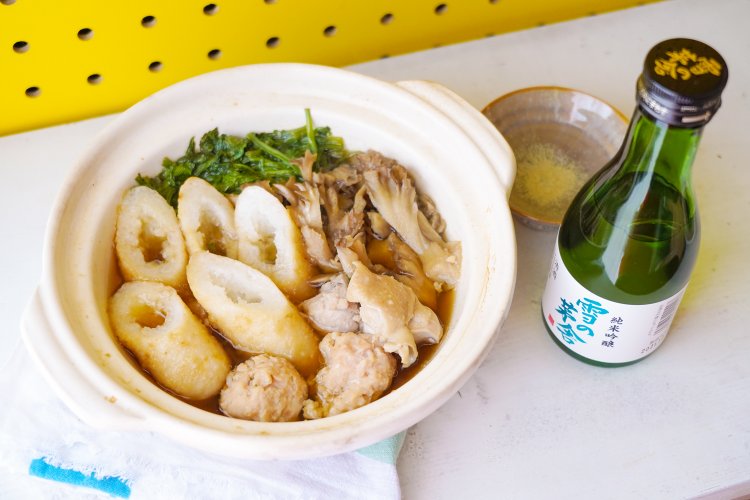 購入したきりたんぽの半量を、ひとり用なべでクッキング。