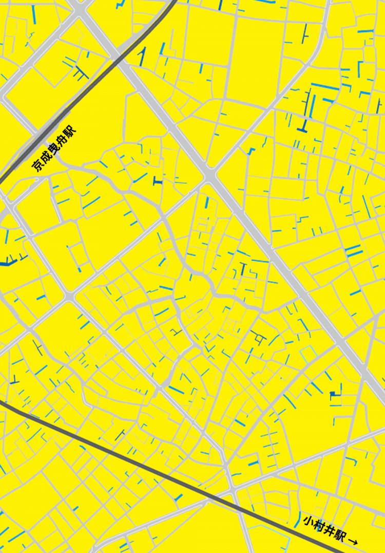 地図上のこまごまとした緑色の部分がドンツキ。
