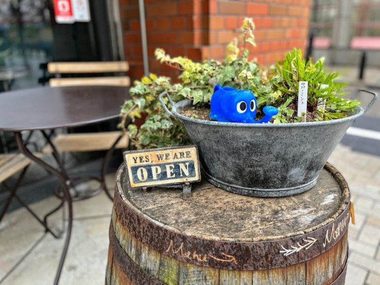 店の入り口には懐かしのゾウのじょうろが置かれていた。