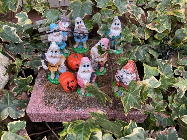 隅に置かれた、さらに小さなこびとたち。こちらも7人揃っている。