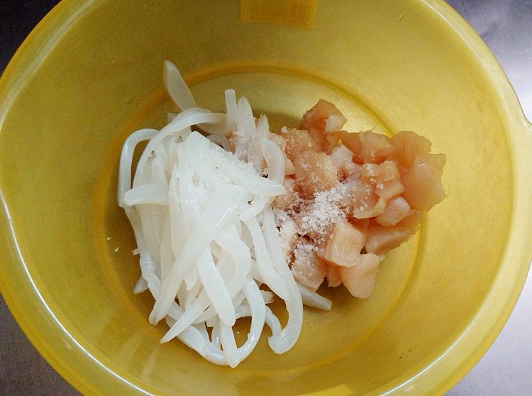 イカとホタテに塩