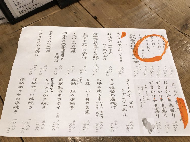 メニューは毎日最新のものをプリントアウトしている。