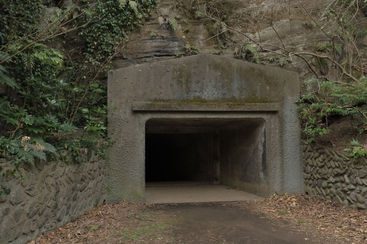 遺跡の入り口に見えてしまう。上部の出っ張りは雨樋（あまどい）だろうか。