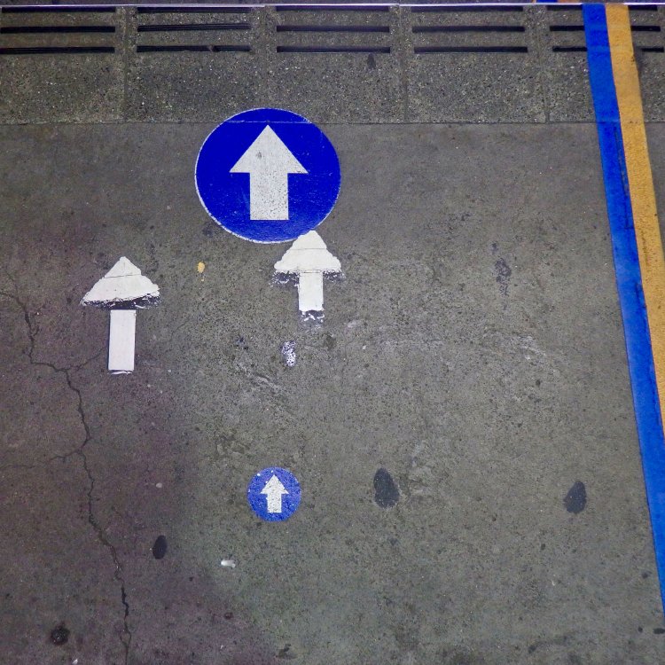 左下のクッキーの元になった、西新井駅の矢印。大小の矢印が仲間のように群れており、かわいい。「西新井駅は矢印が好きな駅員さんがいるんじゃないかと踏んでいます」という、hacoさん。