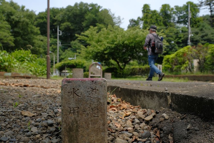 傍らの境界標には水道用地と記載されていた。