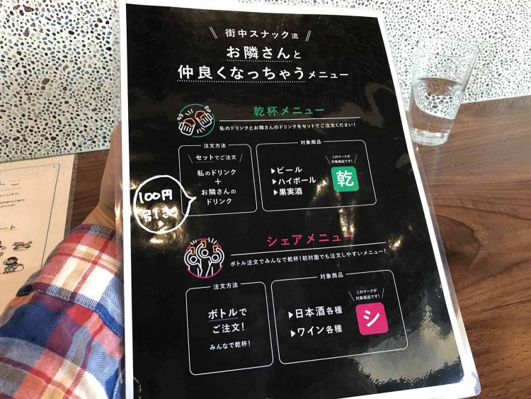 スナックメニュー裏面