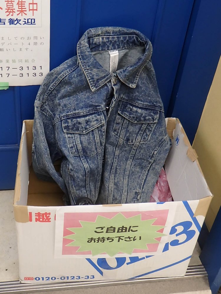 段ボール箱に入れられた、捨て犬風味のGジャン。