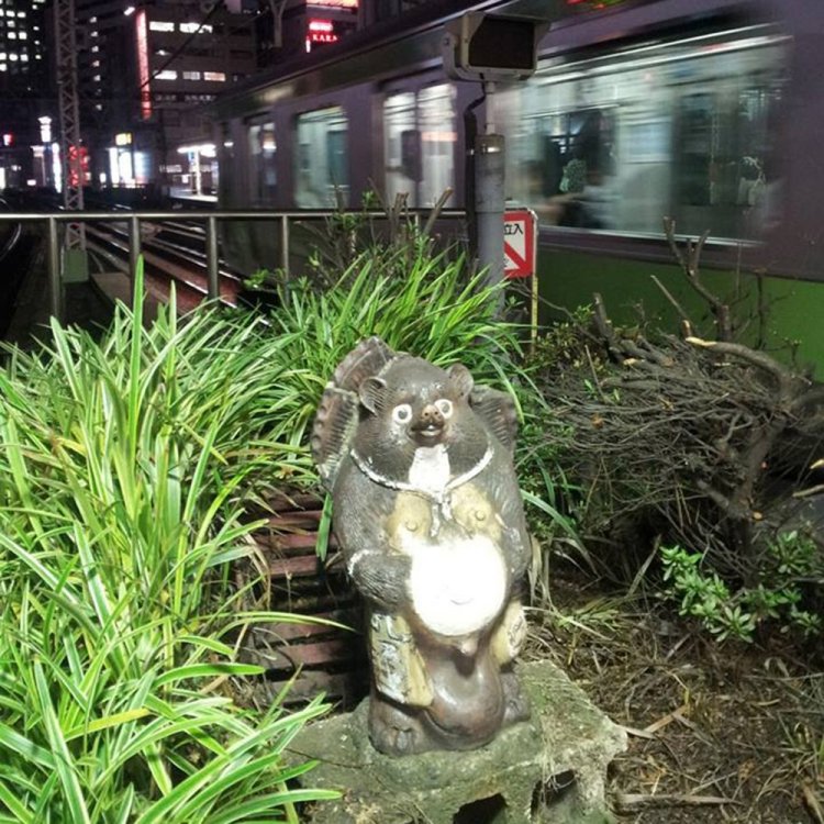 JR有楽町駅ホームにあった狸（現在は撤去）。