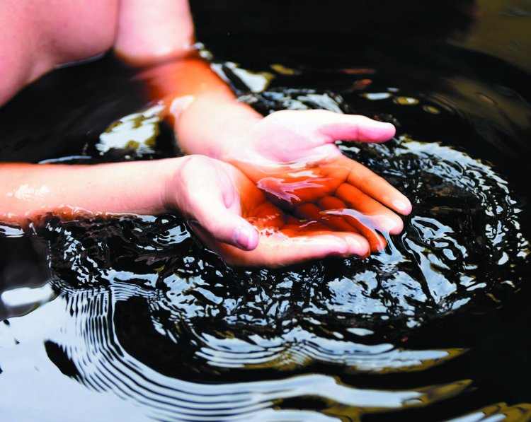 黒湯の源泉は冷鉱泉のため、加水せず、熱交換機を使用して適温に温めている。