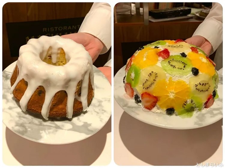 左：クグロフ、右：ズコット（イタリアの帽子をイメージしたケーキ）