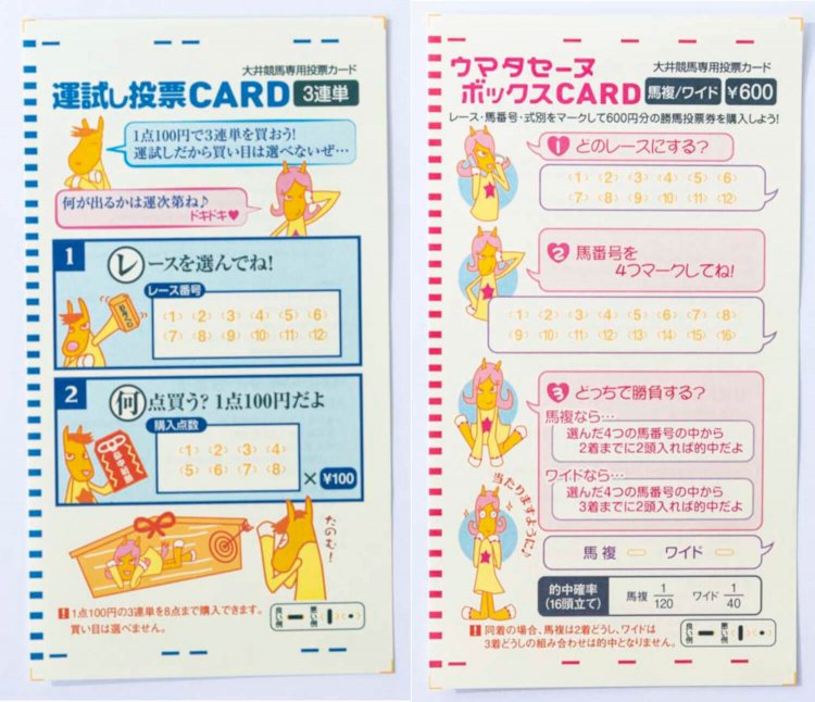 2017年からは、何が出るかわからない運任せのおみくじカードや、ランダムに3連単を購入できるカードも導入された。