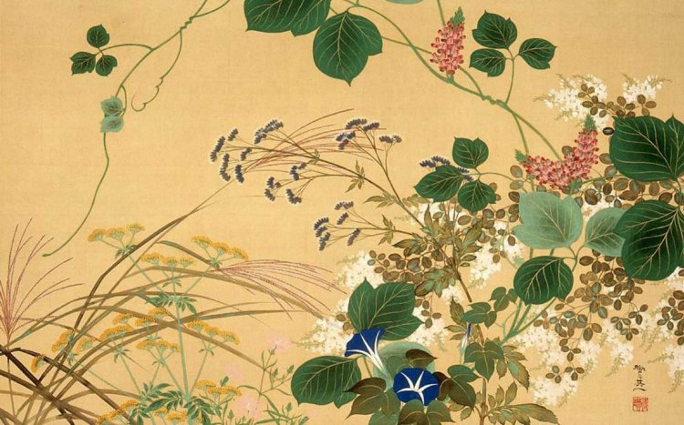 秋の風情を描く、江戸琳派の美。鈴木其一「秋の七草図」（部分） 江戸時代後期 19世紀前半 岡田美術館蔵。