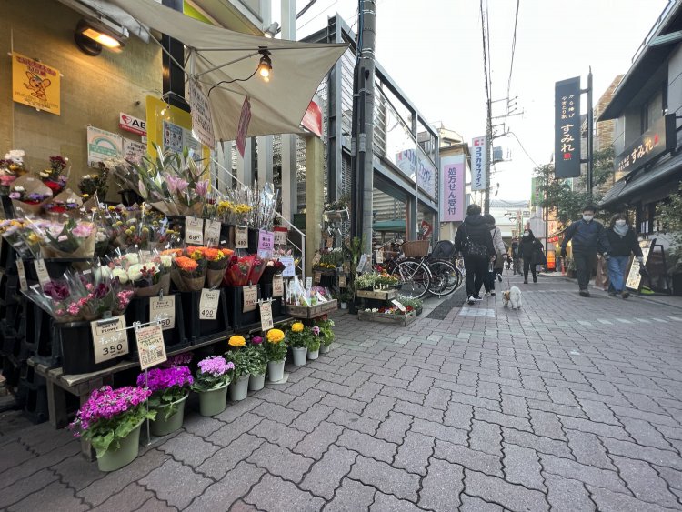 駅前の小さな商店街には花屋があった……『私鉄沿線』の歌詞を彷彿とさせる眺め。