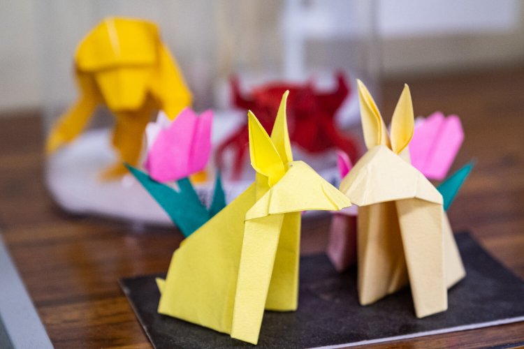 町役場内に飾られている町民の作品。