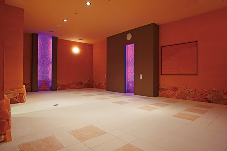 壁面に用いたサンゴがマイナスイオンを放出する。