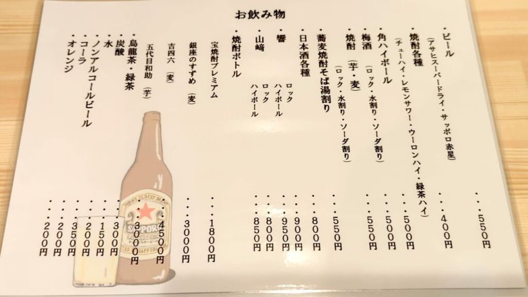 ドリンクメニュー