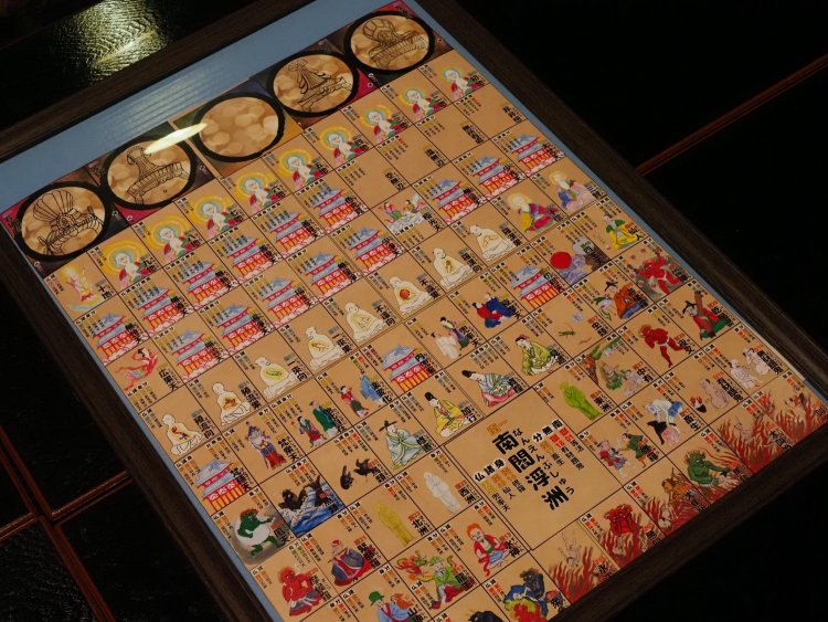 最新作の「浄土双六ペーパークラフト」。仏教の輪廻がテーマとなっており、このカードのほかに須弥山を作れるペーパークラフトなどを用いて、立体的に仏教の世界観を体験できる。