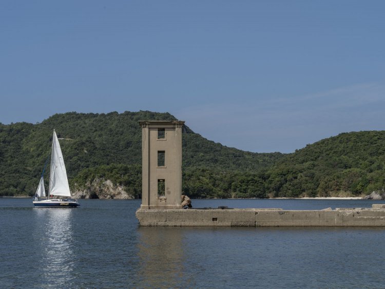 岸に戻って湾内を行き交うヨットと一緒に撮る。この日は夏日であったため海のレジャーも盛んであった。