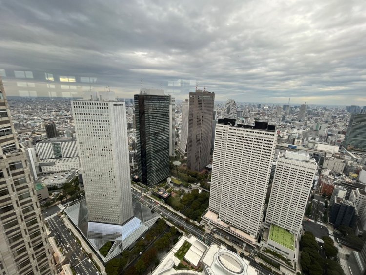 都庁の展望室から。西新宿の超高層ビル群を上から見下ろせる。