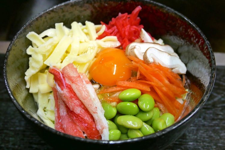かに枝豆チーズ天。