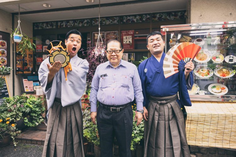 オーナーの宮城正和さんとすゑひろがりずの2人は以前、TV番組でも共演済み。