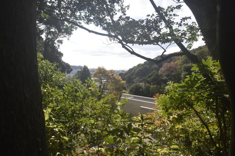 合槌稲荷社跡からは無量寺谷から相模湾までを遠望できる。