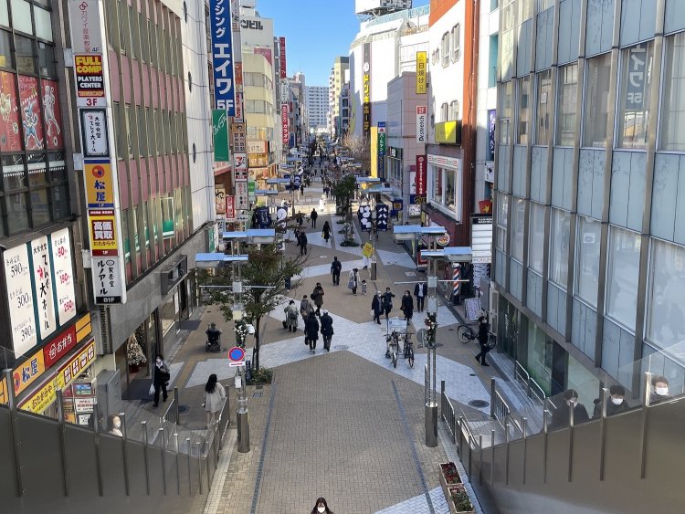 駅前のデッキから見たユーロード。