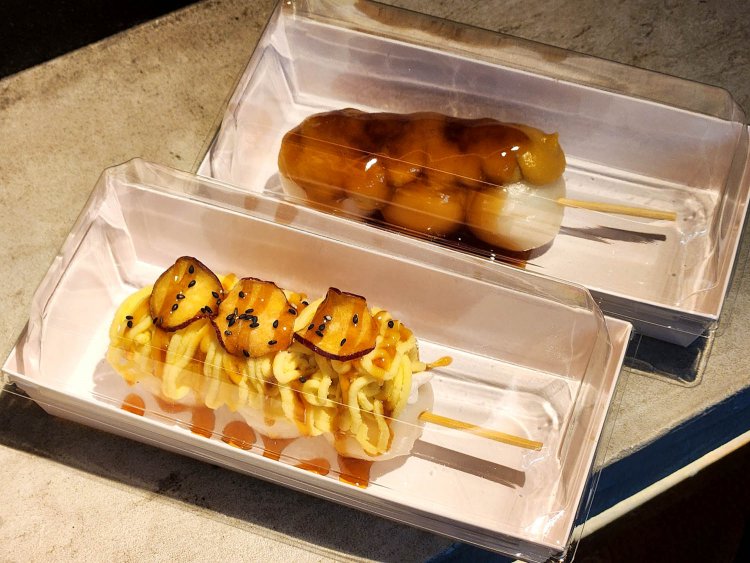 お芋のみたらし団子（モンブラン仕立て/ブリュレ仕立て） 各390円。