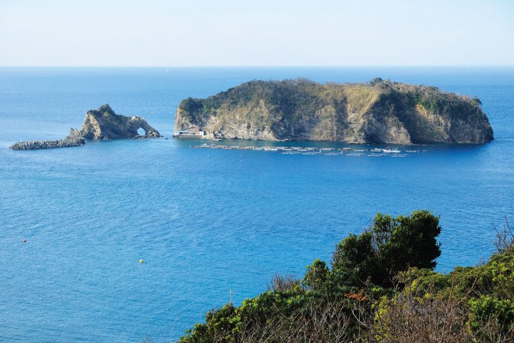 これも大黒山からの眺望。西側の東京湾に浮かぶ周囲800ｍの無人島、浮島だ。左側の小さな島は大ボッケという名がある。